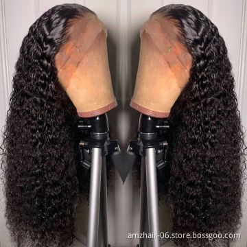 Kinky Curly Raw Indian Virgin Human Hair 360 Hd Swiss Lace Frontal Wig Cheap Transparent Full Lace Front Wig Natural Human Hair